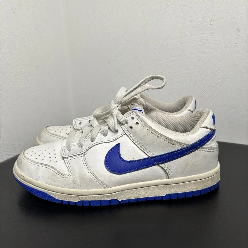 *Nike DUNK Low White Royal Blue Kids Shoes GS 5Y/6.5 Women's DH9765-105 Sneakers